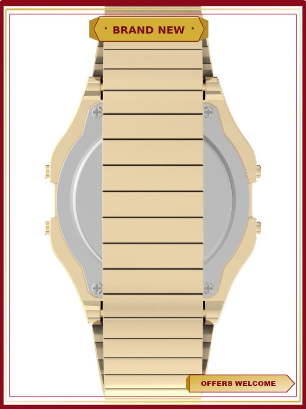 Men's Digital Expansion Band Wristwatch, Silver and Black - Picture 2 of 5